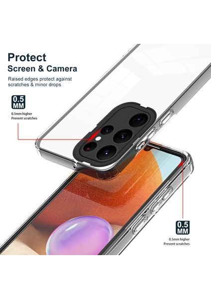 Samsung Galaxy S23 Için Ultra 3'ü 1 Arada Telefon Kapağı Anti Drop Tpu Back Plaka+Pc Kamera Yüzük Telefon Hibrit Kılıf Black (Yurt Dışından) fiyatları