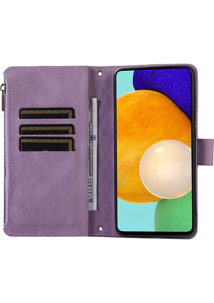 Samsung Galaxy A33 5g Baskılı Fermuar Cep Deri Kapak 9 Kart Yuvaları Cüzdan Stand Telefon Kılıfı Doğru (Yurt Dışından)
