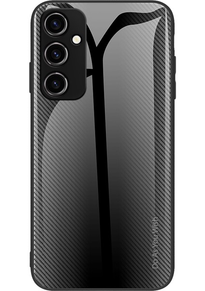 Samsung Galaxy A14 Için 5g 5g Anti-Fall Akıllı Telefon Kasası Karbon Fiber Doku Temperlenmiş Cam Cep Telefonu Kapak Black (Yurt Dışından)