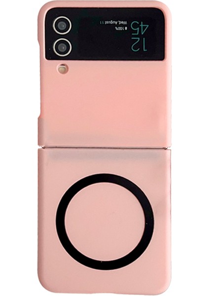 Samsung Galaxy Z Flip4 Için 5g Magsafe Telefon Kapağı ile Uyumlu Cilt Touch Sabit Pc Case-Pink (Yurt Dışından)
