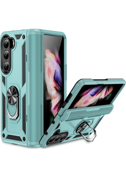 Tpu+Pc Samsung Galaxy Z Fold5 5g Ring Tutucu Kickstand Kapak Araba Montajı Metal Grayish Green (Yurt Dışından)