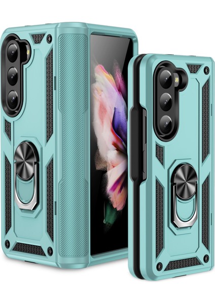 Tpu+Pc Samsung Galaxy Z Fold5 5g Ring Tutucu Kickstand Kapak Araba Montajı Metal Grayish Green (Yurt Dışından)