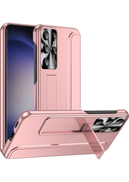 Samsung Galaxy S23 Için Ultra Elektrokaplama Telefon Kılıfı Sabit Pc Gizli Kickstand Geri Kapak Golü Altın (Yurt Dışından)