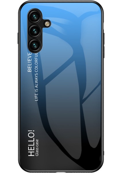 Samsung Galaxy A24 Için 4g Gradyan Renk Geri Slim Kılıf Pc+Tpu+Temperli Cam Telefon Kapak Sınıflandırıcı Mavi Siyah (Yurt Dışından)