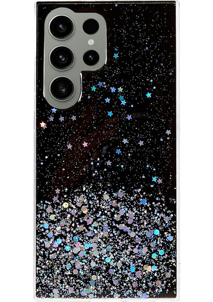 Samsung Galaxy S23 Ultra Düşüş Kötü Arka Kapak, Starry Sky Sparkle Epoksi Telefon Kılıfı Yumuşak Tpu Koruyucu Kabuk Black (Yurt Dışından)