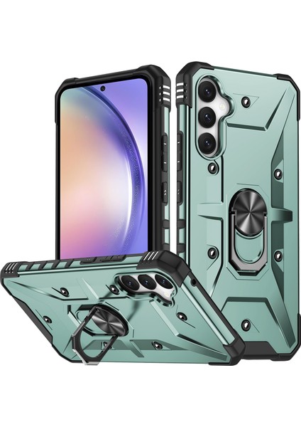 Samsung Galaxy A54 5g Pc+Tpu Bırak Koruyucu Kapak Yüzüğü Kickstand Cep Telefonu Case-Dark Yeşil (Yurt Dışından)