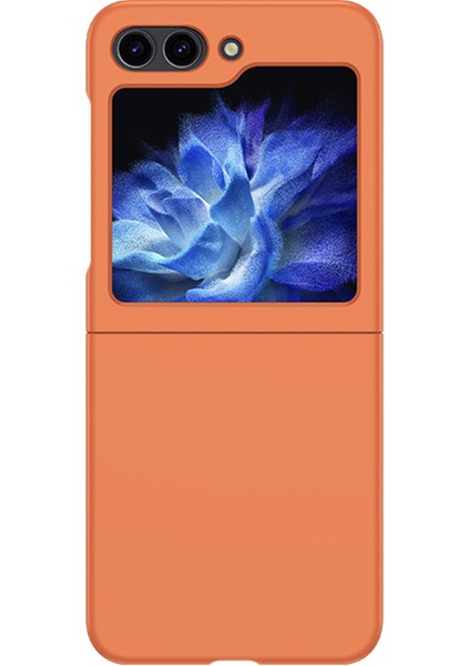 Samsung Galaxy Z Flip5 5g Menteşe Koruması Için Cilt Touch Telefon Kılıfı Sabit Pc Telefon Kapak-Orange (Yurt Dışından)