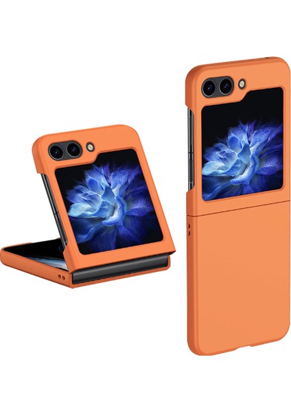 Samsung Galaxy Z Flip5 5g Menteşe Koruması Için Cilt Touch Telefon Kılıfı Sabit Pc Telefon Kapak-Orange (Yurt Dışından)