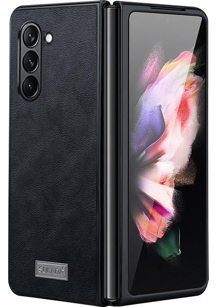 Samsung Galaxy Z Fold5 5g Pu Deri Kaplamalı Tpu+Pc Kılıf Anti-Drop Telefon Kapağı Black Için Sulada (Yurt Dışından)
