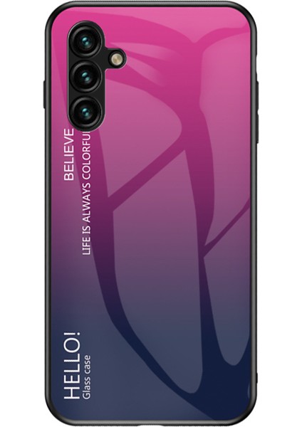 Samsung Galaxy A54 Için 5g Gradyan Renk Yumruğu Geçirmez Telefon Kılıfı Temperlenmiş Cam Sert Pc Yumuşak Tpu Anti-Drop Hibrit Kapak Sınıfı Gül (Yurt Dışından)