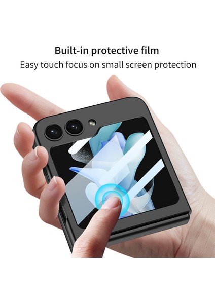 Samsung Galaxy Z Flip5 Için Gkk 5g Sert Pc Telefon Kılıfı Temperli Cam Ekranlı Film Greyli Ultra Ince Kapak (Yurt Dışından)