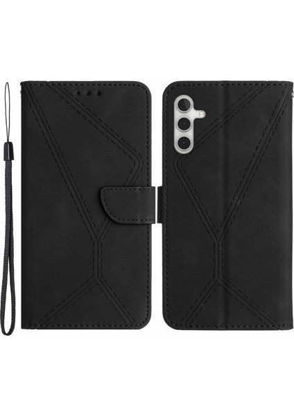 Samsung Galaxy A13 5G/A04S 4g (164.7 x 76.7 x 9.1 MM)/A04 4g (164.4 x 76.3 x 9.1 Mm) Pu Deri Kapağı Cüzdan Telefon Kasası-Siyah (Yurt Dışından)