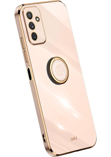 Samsung Galaxy Için Xinli M23 5G/F23 5g Hassas Lens Kesme Şok Geçirmez Telefon Kılıfı ile Halka Kickstand Elektrokaplatma Altın Kenar Yumuşak Tpu Kapak-Pembe (Yurt Dışından)