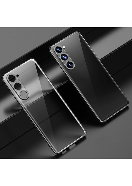 Samsung Galaxy S23+, Düz Kenar Elektraplama Yumuşak Tpu Case-Black Için Sulada Clear Telefon Kapağı (Yurt Dışından)