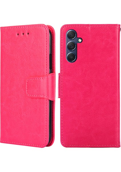 Samsung Galaxy Için M54 5G/F54 5g Telefon Kılıfı Dokulu Cüzdan Stand Güçlü Manyetik Kapatma Pu Deri Kapak-Rose (Yurt Dışından)