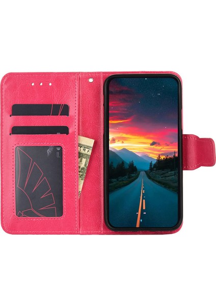 Samsung Galaxy Için M54 5G/F54 5g Telefon Kılıfı Dokulu Cüzdan Stand Güçlü Manyetik Kapatma Pu Deri Kapak-Rose (Yurt Dışından)