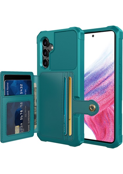 Samsung Galaxy A34 Için ZM03 5g Kickstand Case Pu Deri Kaplamalı Tpu Telefon Kart Tutucu Yeşili (Yurt Dışından)