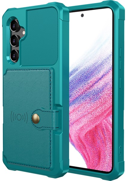 Samsung Galaxy A34 Için ZM03 5g Kickstand Case Pu Deri Kaplamalı Tpu Telefon Kart Tutucu Yeşili (Yurt Dışından)