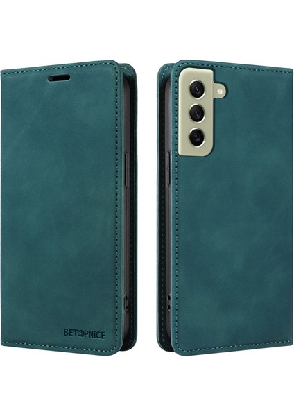Samsung Galaxy S21+ 5g Rfıd Engelleme Deri Cüzdan Stand Kapak Yeşili (Yurt Dışından)