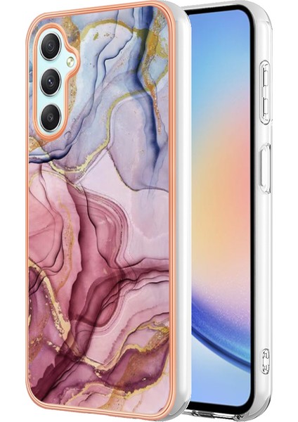 Samsung Galaxy A24 4g Için Tpu Geri Kılıf, Imd 2.0mm Elektrapılaşma Mermer Desen Telefon Kapak Golü Altın (Yurt Dışından)