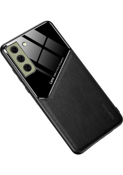 Samsung Galaxy S21 Fe 5g Deri Kaplamalı Tpu+Pc Kasası Telefon Kapak Montaj Metal Metal Safa Kolay (Yurt Dışından)