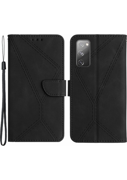 HT05 Flip Cüzdan Samsung Galaxy S20 FE/S20 Fe 5G/S20 Fe 2022/S20 Lite, Pu Deri Deri Touch Baskalı Stand Kapak Black (Yurt Dışından)