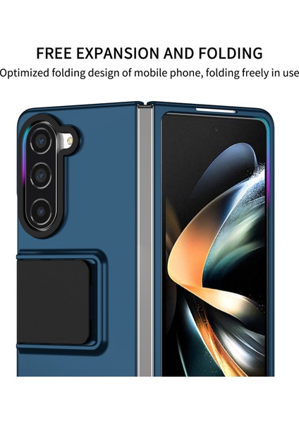 Samsung Galaxy Z Fold5 5g Kickstand Telefon Kasası Bırak-Dayanıklı Sert Pc Kapak-Mavi (Yurt Dışından)