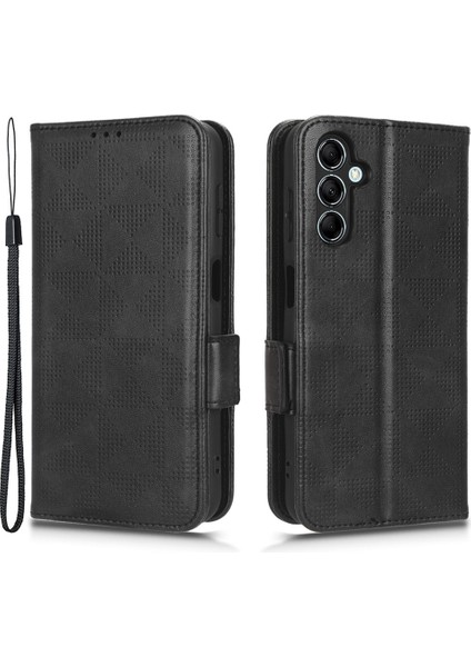 Samsung Galaxy Için M54 5G/F54 5g Pu Deri Cüzdan Telefon Kılıfı Stand-Black ile Basılı Üçgen Telefon Kapağı (Yurt Dışından)