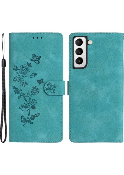 Samsung Galaxy S22+ 5g Çiçek Tahsisi Telefon Kılıfı Deri Cüzdan Stand Koruyucu Kabuk Sky Mavi (Yurt Dışından)