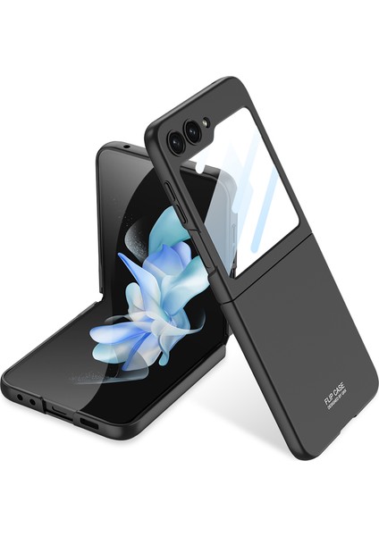 Samsung Galaxy Z Flip5 Için Gkk 5g Sert Pc Telefon Kılıfı Temperli Cam Ekran Film-Black ile Ultra Ince Kapak (Yurt Dışından)