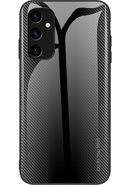 Samsung Galaxy A24 Için 4g Temperli Cam+Tpu Koruyucu Kılıf Karbon Fiber Doku Çizelge Anti Tele Anti-Cover Cover-Black (Yurt Dışından)