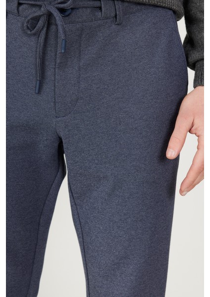 Erkek Lacivert Slim Fit Dar Kesim Beli Bağlamalı Esnek Pantolon indirimleri