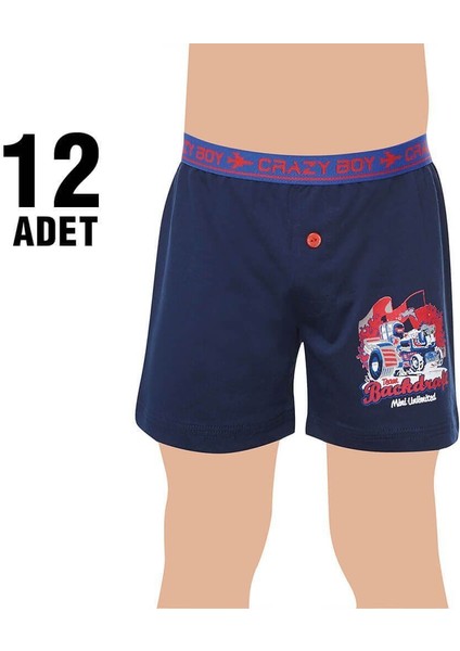0253 Elestan Baskılı Erkek Çocuk Boxer 12'li