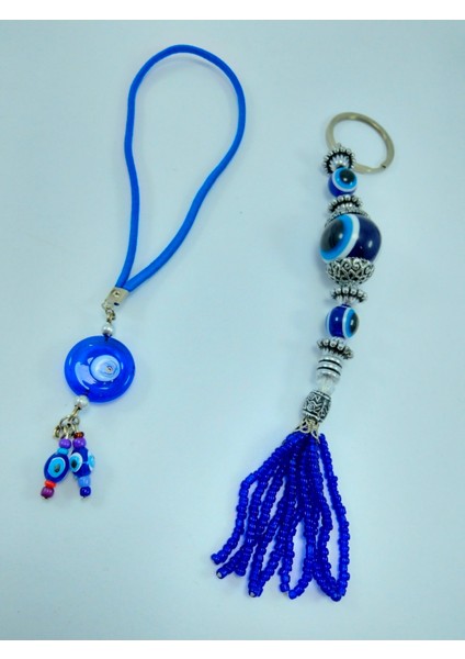 Araba Dikiz Ayna Süsü + Nazar Boncuğu Anahtarlık Ikili Set El Yapımı Hediyelik Eşya Seti fiyatları