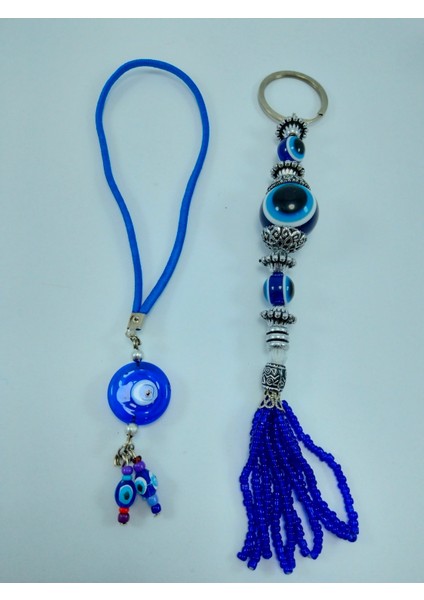 Araba Dikiz Ayna Süsü + Nazar Boncuğu Anahtarlık Ikili Set El Yapımı Hediyelik Eşya Seti fırsatları