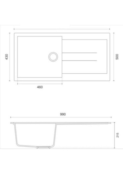 | | 1 Göz Antrasit 50X99 cm Xl Küvet Granit Evye + Sifon GRNT0094