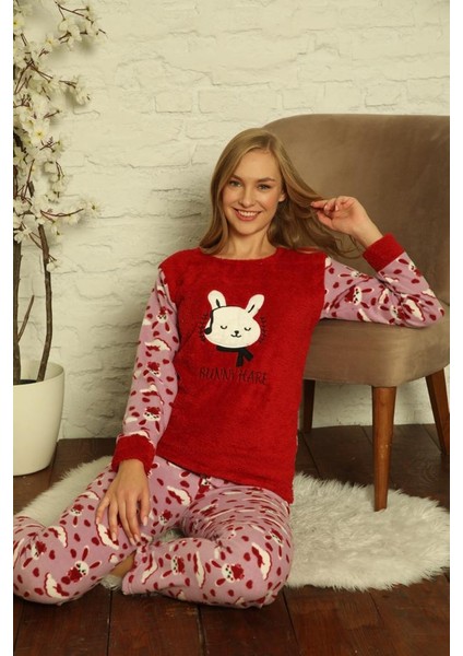 Bayan Polar Pijama Takımı Kırmızı