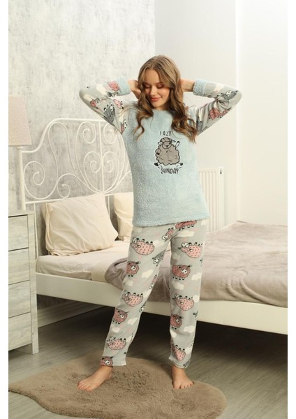 Bayan Polar Pijama Takımı Su Yeşili