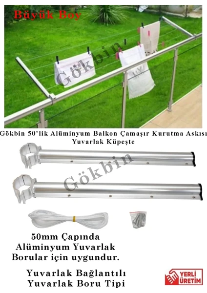 Balkon Korkuluk Çamaşır Kurutma Askısı Alüminyum Yuvarlak Bağlantı Yuvarlak Küpeşte Çamaşırlık