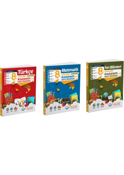 8. Sınıf Türkçe - Matematik ve Fen Bilimleri Etkinlikli Kazanım Sıralı Soru Bankası 3 Kitap