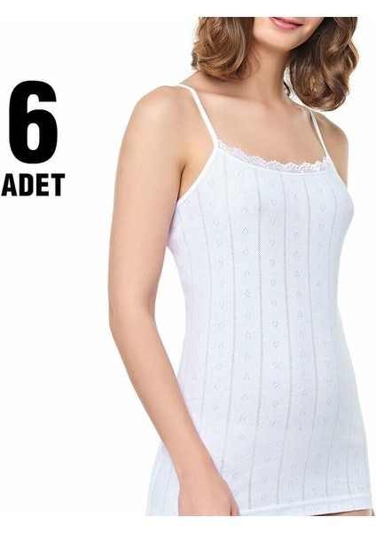 Elestan Ip Askılı Jakarlı Bayan Atlet 6'lı