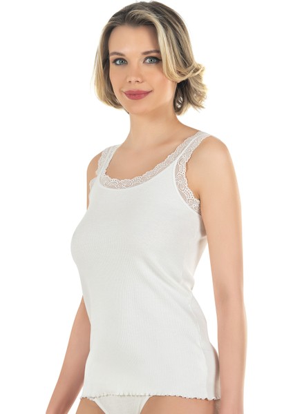 Özkan 26816 Kadın Pamuklu Fitilli Yakası Dantel Detaylı Kalın Askılı Atlet modelleri