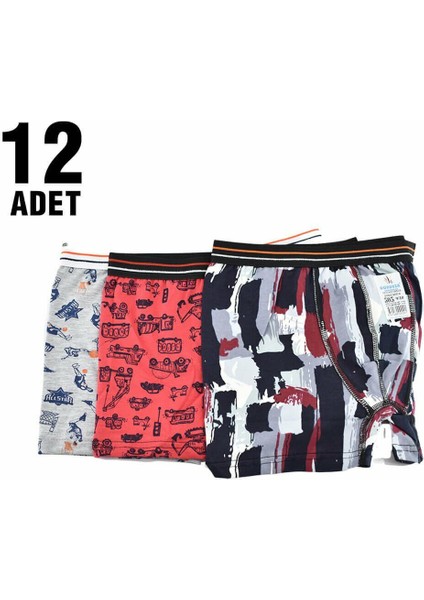 505 Erkek Çocuk Desenli Boxer 12'li
