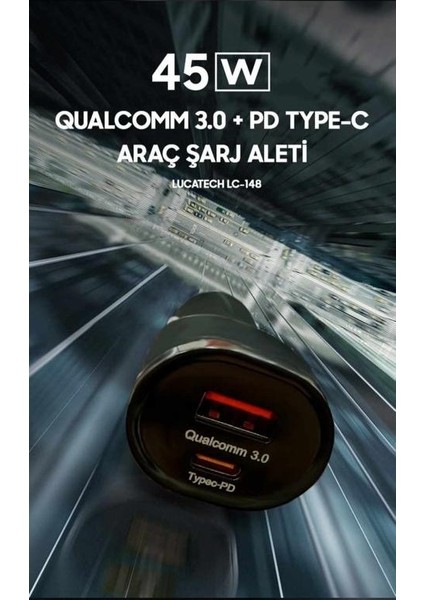 Orjinal Araç Şarj Başlık 45W Ultra Hızlı Pd Şarj