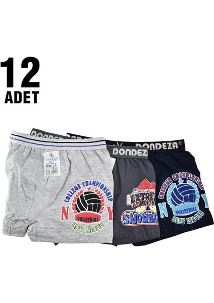 506 Baskılı Erkek Çocuk Boxer 12'li