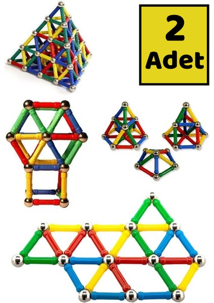 2 Adet Manyetik LEGO Mıknatıslı Denge Oyun Çubukları Eğitici Oyuncak 2 Adet 37 Parça LEGO Seti
