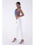Geniş Paçalı Ve Yüksek Belli Paçaları Dikişsiz Detaylı Esnek Mom Fit Kadın Kot Pantolon Beyaz Denim 5