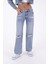 Yırtıklı Detaylı Ve Düşük Belli Rahat / Relaxed Palazzo Pantolon Kadın Kot Pantolon Orta Mavi Denim 2