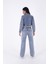 Yırtıklı Detaylı Ve Düşük Belli Rahat / Relaxed Palazzo Pantolon Kadın Kot Pantolon Orta Mavi Denim 3