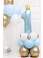 Taçlı 1 Rakam Folyo Balon 1 Yaş Balonu Gold Taçlı Mavi 90CM 2